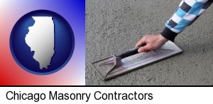 Chicago, Illinois - a masonry contractor using a trowel