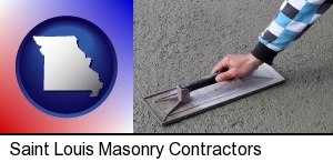 Saint Louis, Missouri - a masonry contractor using a trowel