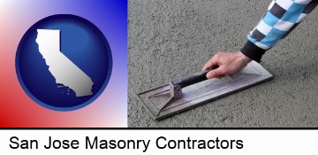 a masonry contractor using a trowel in San Jose, CA